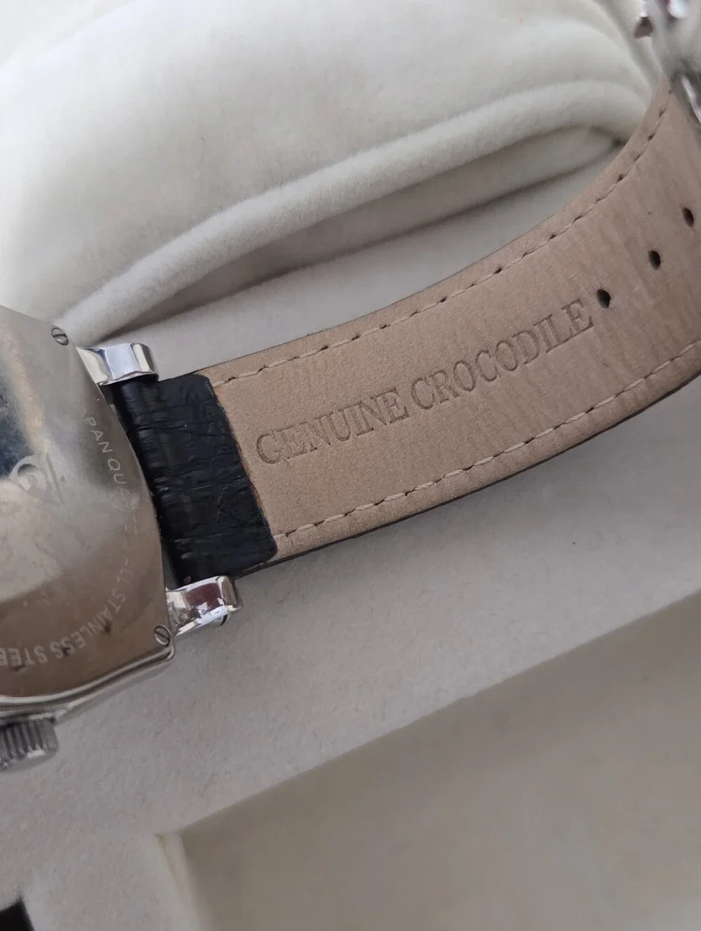 Croton Tonneau Triple Date Moonphase Watch Sapphire Crystal Black Crocodile Band - Picture 6 of 7